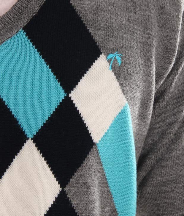 Fabtree Grey Diamond Pattern Sweater - Buy Fabtree Grey Diamond Pattern Sweater Online at Best 