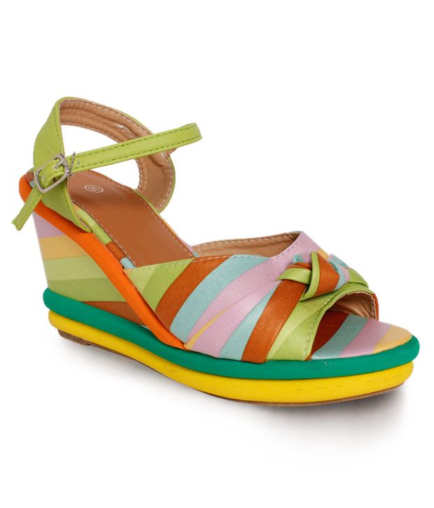 NELL-Nell Splendid Light Green Wedge Heel Sandals Price in India- Buy NELL-Nell Splendid Light 