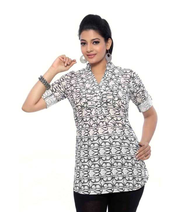 Mumbai Slang Classy Black-White Cotton Top - Buy Mumbai Slang Classy