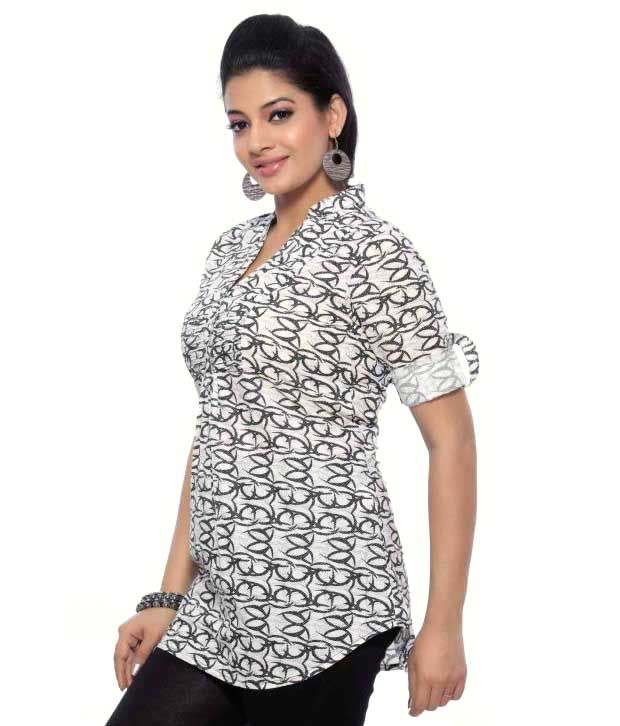 Mumbai Slang Classy Black-White Cotton Top - Buy Mumbai Slang Classy