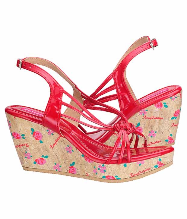 Butterfly Red Wedge Heel Sandals Price in India- Buy Butterfly Red Wedge Heel Sandals Online at 