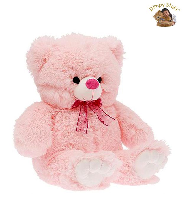 Dimpy Stuff Furry Pink Teddy Bear With Bow Tie Soft Toy-75 cm