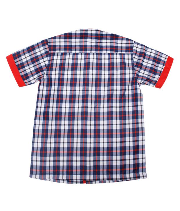 Kendriya Vidyalaya Sangathan Uniform Red Blue Checks Jr Shirt For