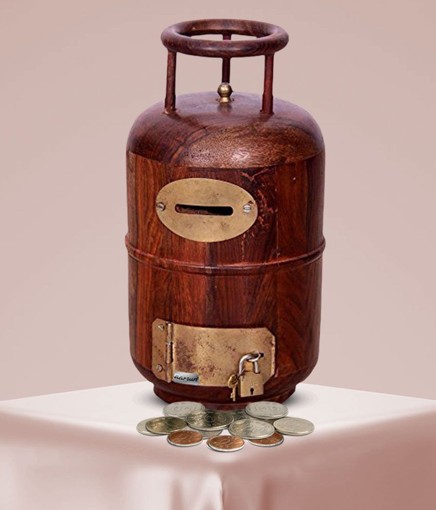 Cylinder Shaped Wooden Money Bank/Coin Storage Piggy bank Money