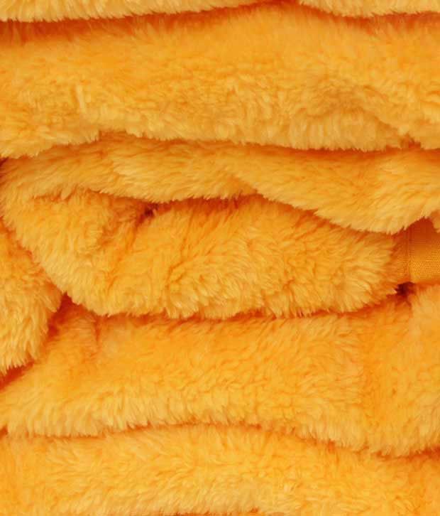 Titlis Zara Warm & Cosy Mustard Yellow Single Coral Blanket Buy