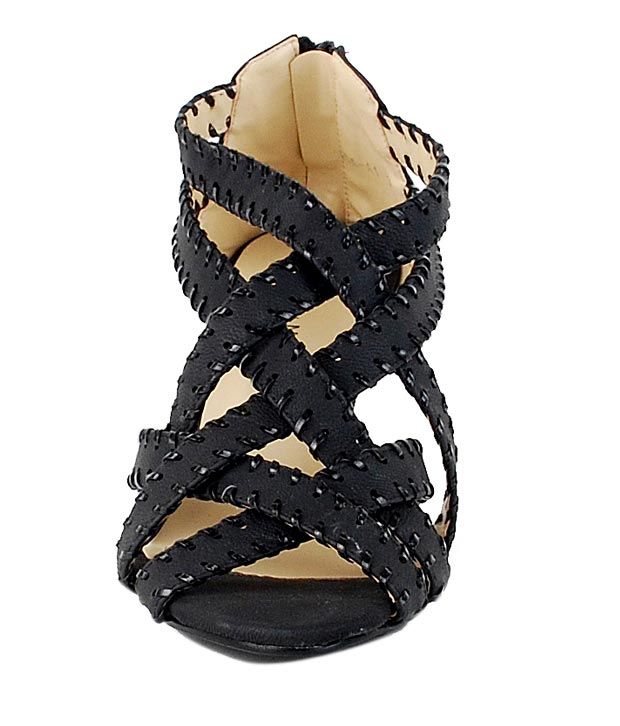 black cone heel sandals
