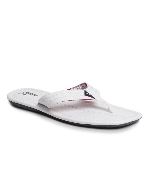 puma white slippers for men