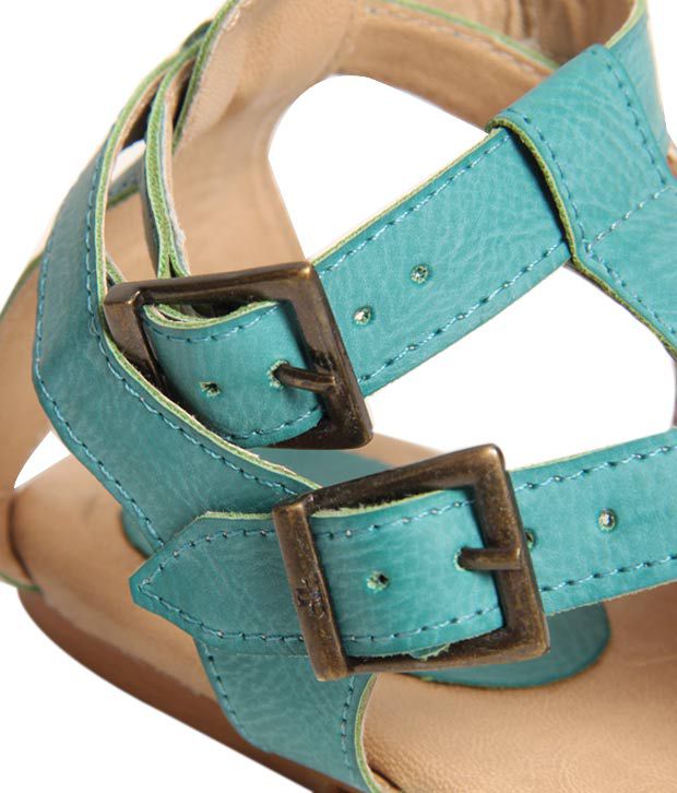 Oscar Turquoise Blue Flat Sandals Price in India- Buy Oscar Turquoise ...