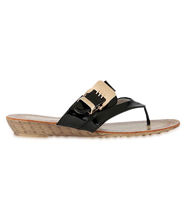 black shiny flats