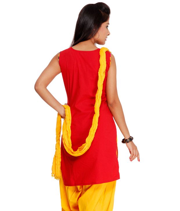 red yellow salwar suit