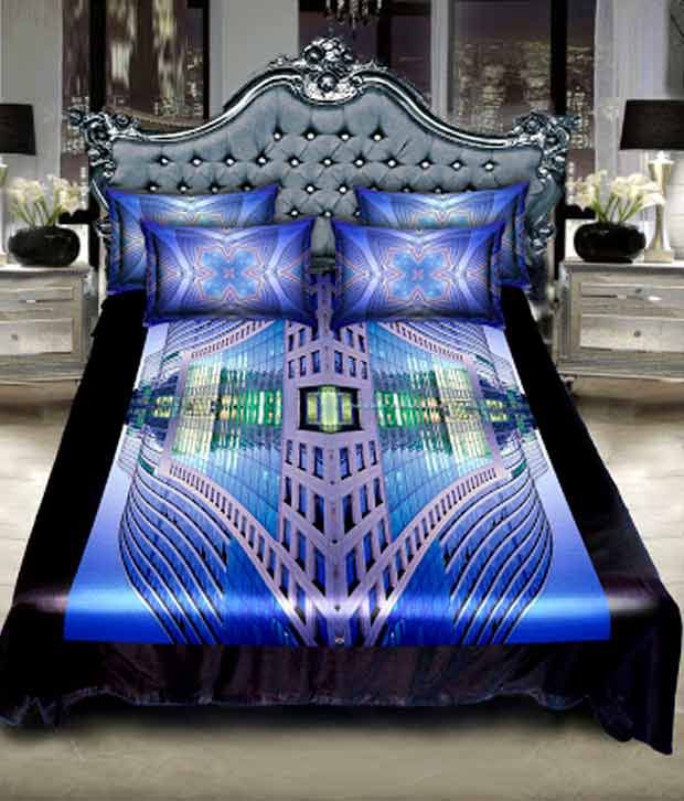 Devarshy Digital Print Bed Sheet Abstract Architecture 3 Piece Set