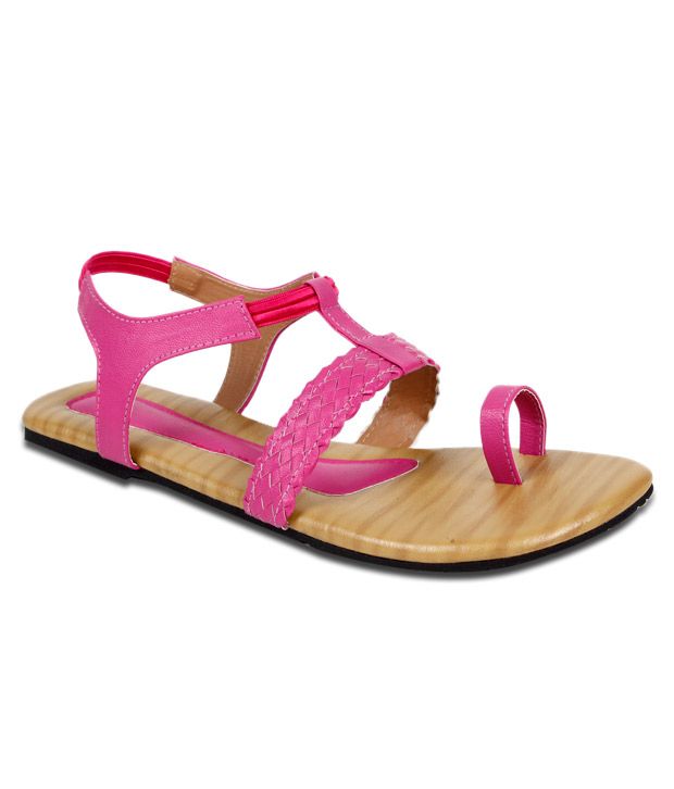 wide fit pink flat sandals