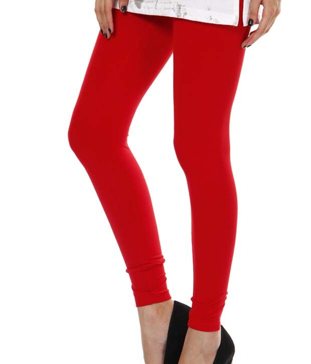 Femmora Red Cotton-Spandex Leggings Price in India - Buy Femmora Red ...