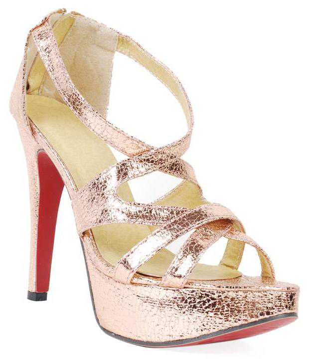 Evetoes Stunning Champagne Pencil Heel Sandals Price in India- Buy ...