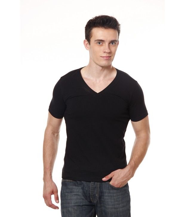Casual Tees Black V-Neck T-Shirt - Buy Casual Tees Black V-Neck T-Shirt ...