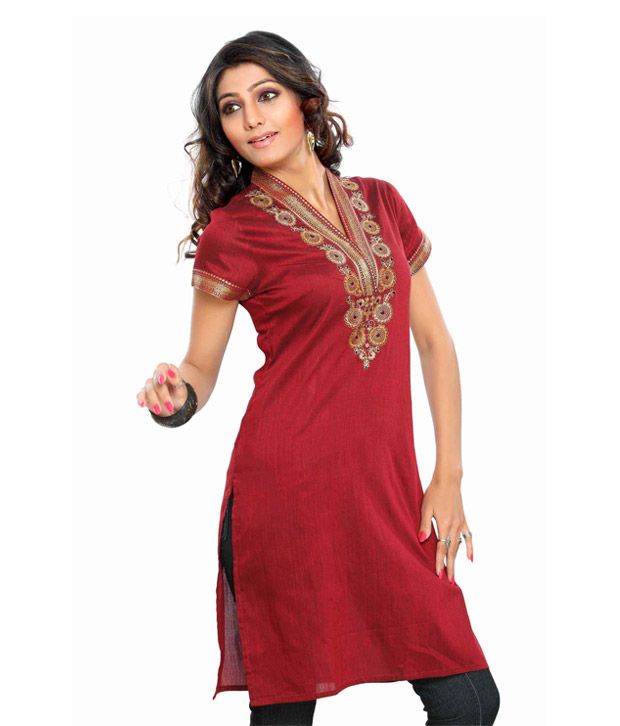 red lakhnavi kurti