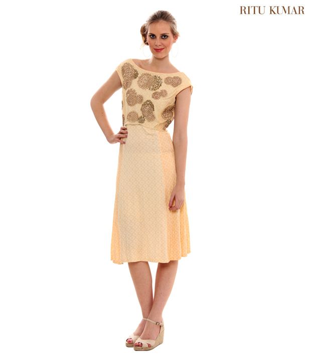 Ritu Kumar Gold Kanjivaram Dress-BDRS01136 - Buy Ritu Kumar Gold Kanjivaram Dress-BDRS01136 