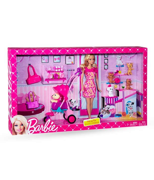 barbie pups playset