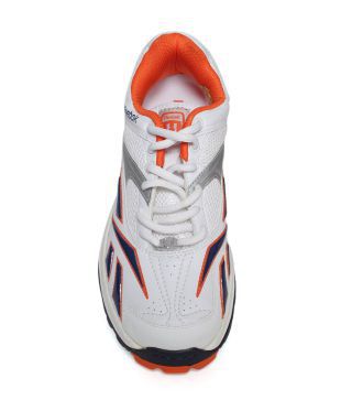 reebok white & silver cricket shoes