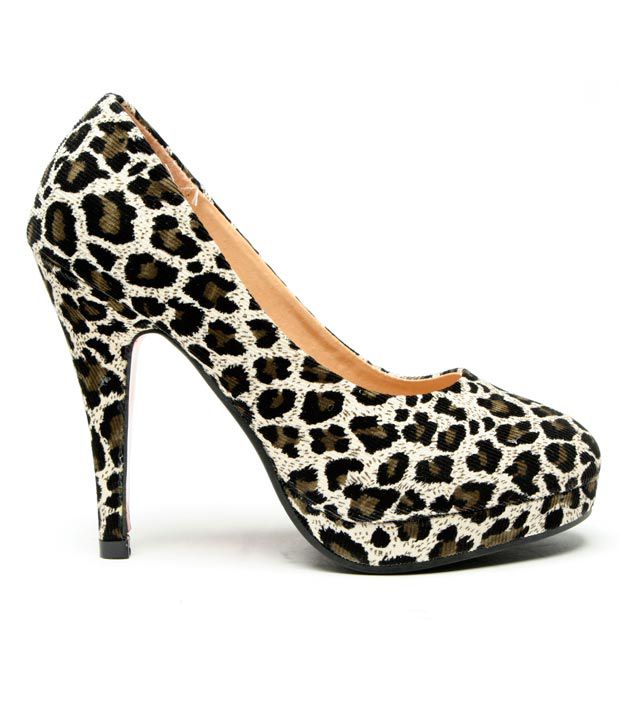 FNB-Nell Black Leopard Printed Pencil Heel Pumps Price in India- Buy ...