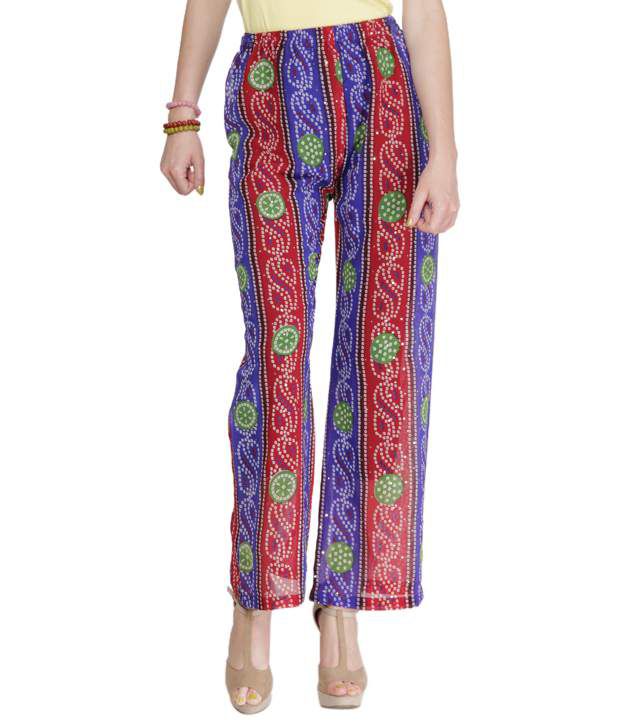 Buy Lavennder Multi-Coloured Polyester Palazzo Pants Online at Best ...