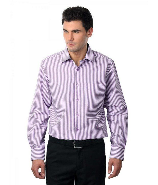 Peter England Purple Striped Shirt - Buy Peter England Purple Striped ...