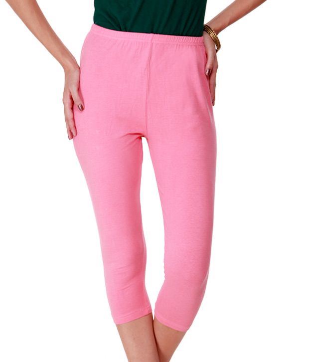 Rham Coral Pink-Deep Pink Cotton-Lycra 3/4th Leggings Pack ...