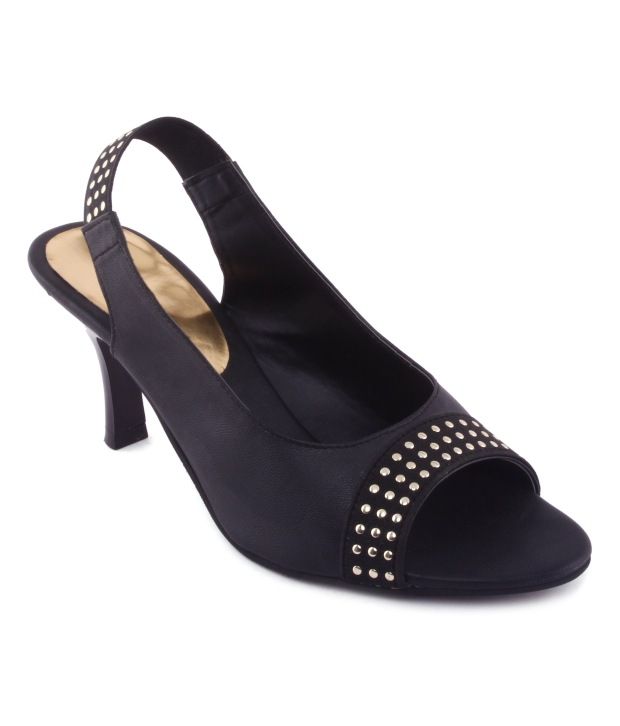 black pencil heel sandals
