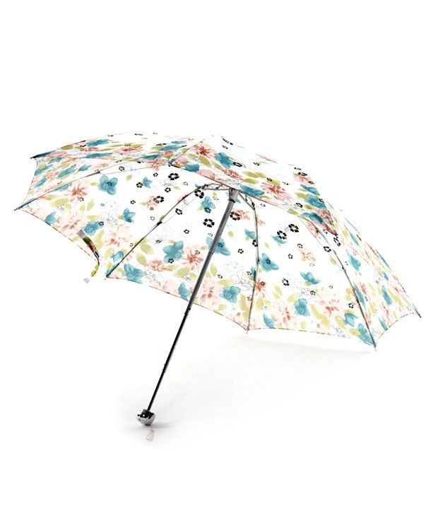     			Bizarro.in Floral-Sea Green-White 3-Fold Automatic Medium Umbrella