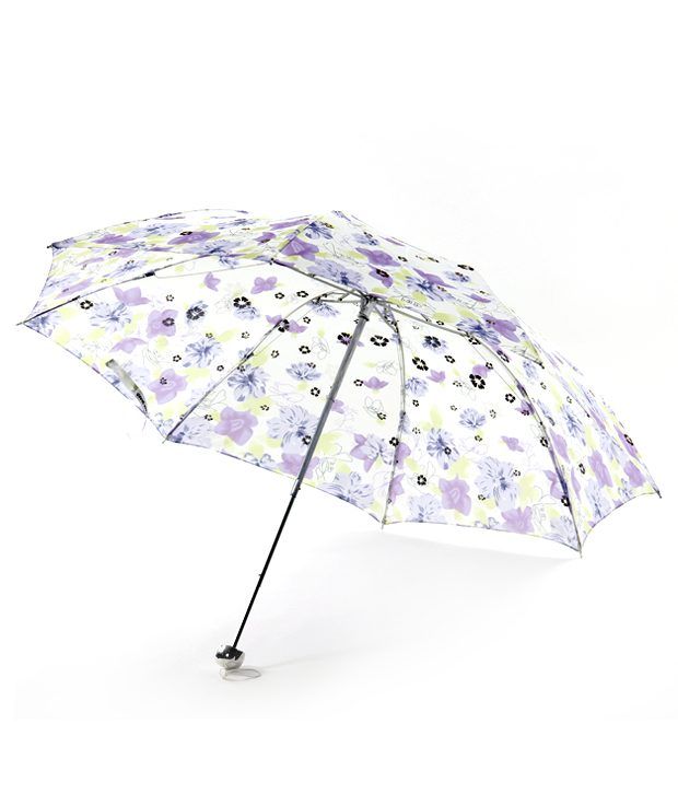     			Bizarro.in Floral-Purple-White 3-Fold Automatic Medium Umbrella