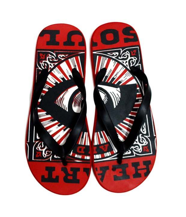 Funkd Black & Red Flip Flops Price in India- Buy Funkd Black & Red Flip ...