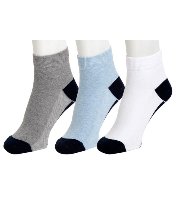 UCB Grey, Blue & White Ankle Socks - 3 Pair Pack: Buy Online at Low ...