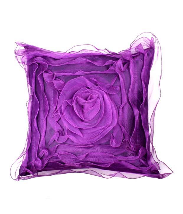Gallardo Purple Ruffled Cushion Cover 14x14 (14x14 inches) Buy Online