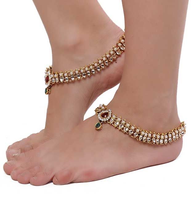 ShinningDiva Pair Of Traditional Kundan Anklets: Buy ShinningDiva Pair ...