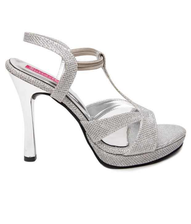 Butterfly Stunning Silver Pencil Heel Sandals Price in India- Buy Butterfly Stunning Silver 