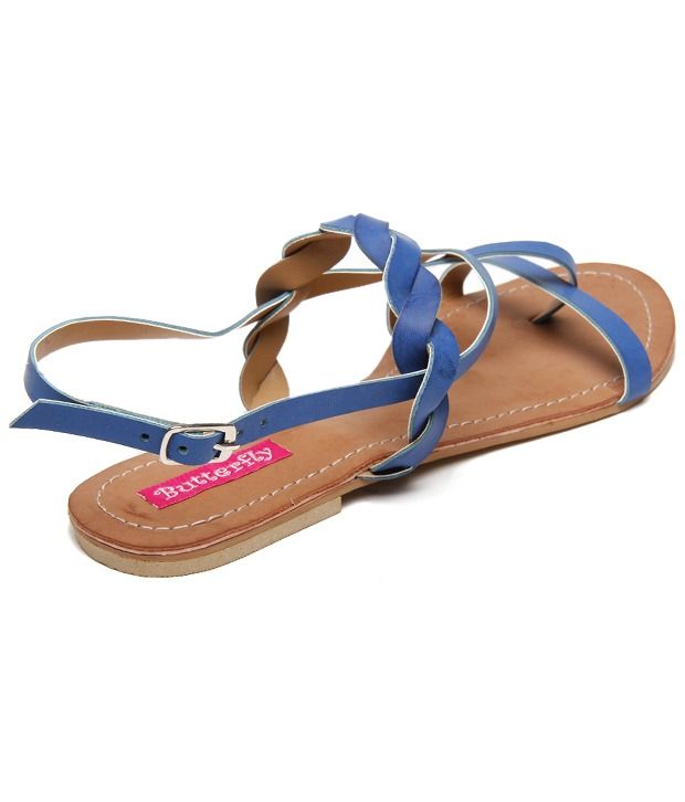 Butterfly Blue Flat Sandals Price in India- Buy Butterfly Blue Flat ...