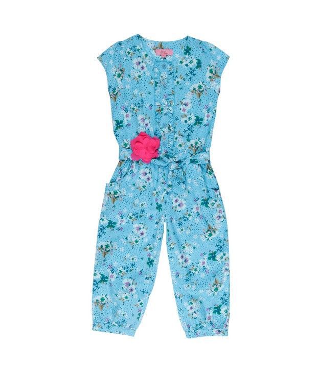 Little Aiva Blue Cotton Girls - Jumpsuit For Kids - Buy Little Aiva ...