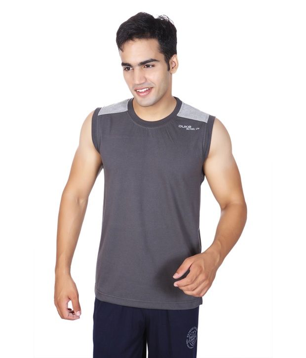 Duke Dark Grey Sleeveless T Shirt - Buy 