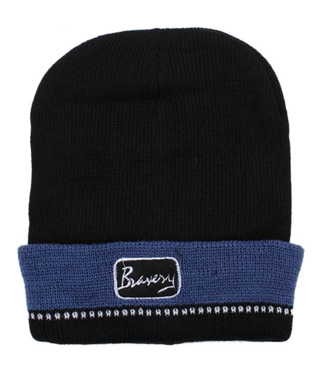     			Bizarro.in Woollen Skull Cap - Black & Blue