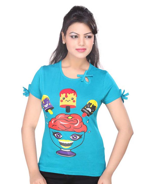     			Miss Cutey Turquoise Cotton Tees