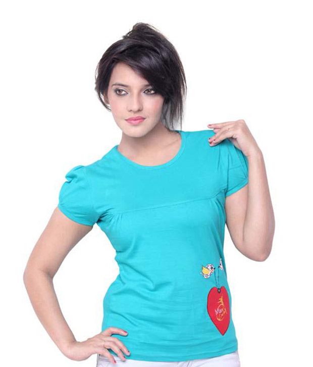     			Miss Cutey Turquoise Cotton Tees