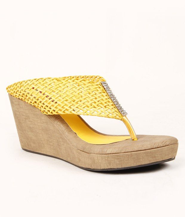 yellow slip on heels