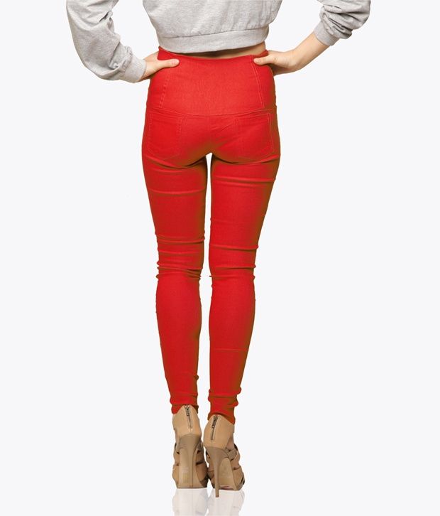 ladies red jeggings