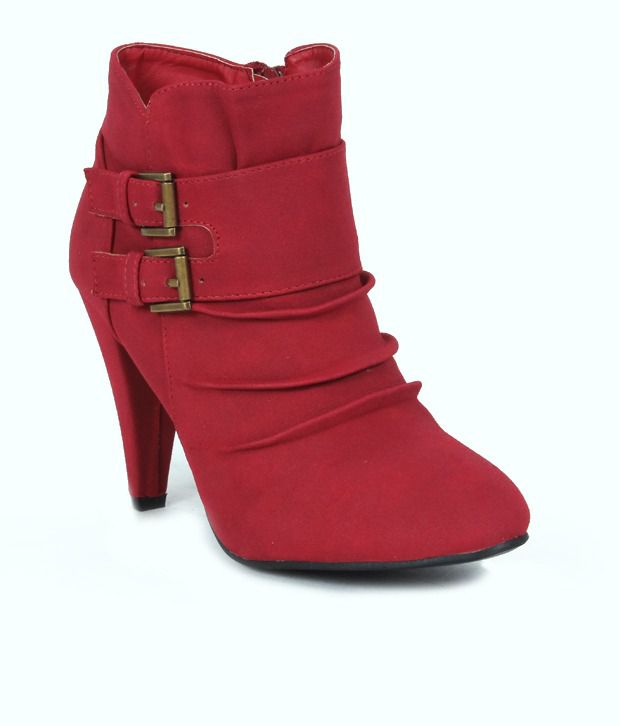 Get Glamr Striking Red Ankle Length Boots Price in India- Buy Get Glamr ...