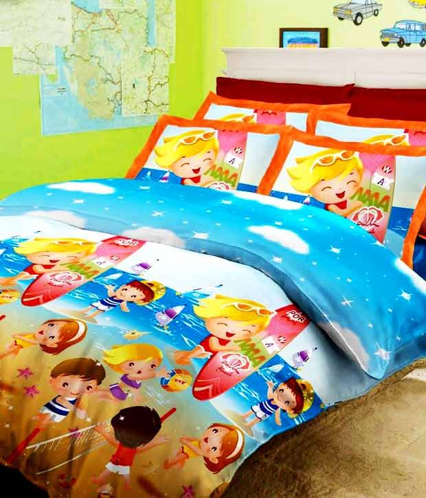 Bombay Dyeing Glow Double Bedsheet Set ( Blue ) Set of 3 Buy Bombay