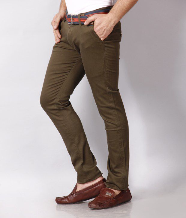 DFU Classic Olive Chinos - Buy DFU Classic Olive Chinos Online at Low ...