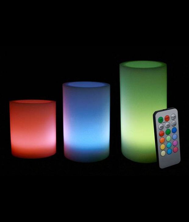     			Aero Premium Colored LED Candles With Remote Set of 3