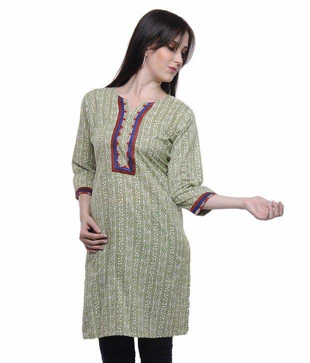 plain olive green kurti