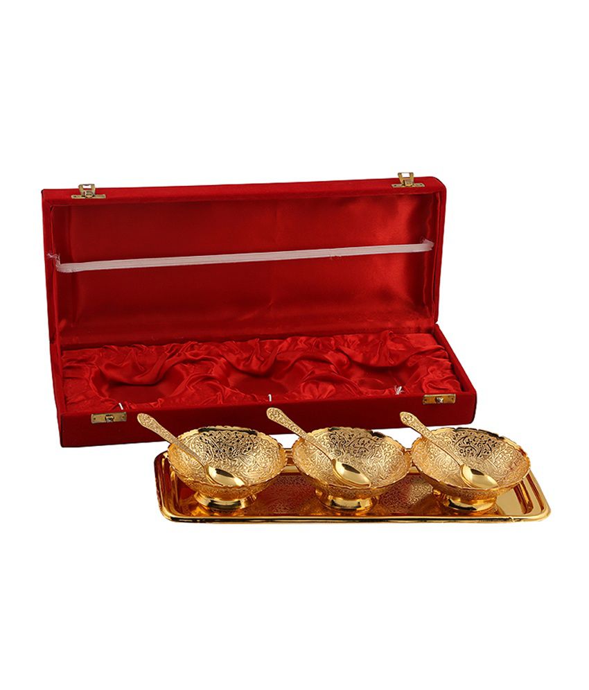     			Rajrang Royal Brass Metal Bowl with Box- Pack of 3