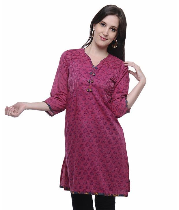 Jaipur Kurtis Pure Cotton Deep Pink Kurti - Buy Jaipur Kurtis Pure ...